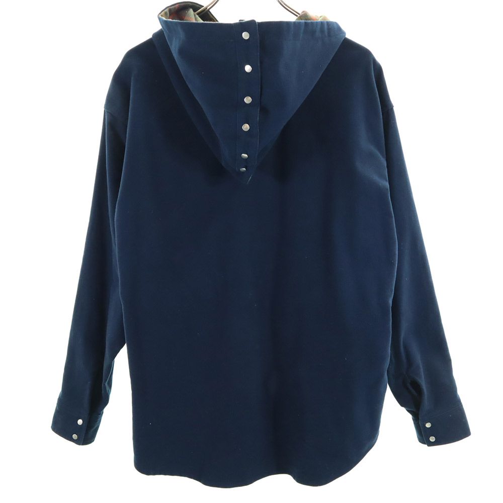 PHINGERIN フィンガリン 日本製 長袖 フード付き 起毛コットン シャツ M ネイビー メンズ