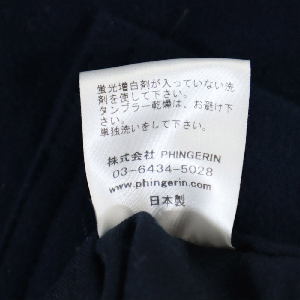 PHINGERIN フィンガリン 日本製 長袖 フード付き 起毛コットン シャツ M ネイビー メンズ