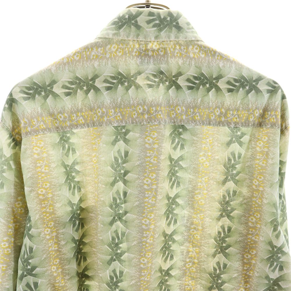 PERMANENT PRESS パーマネントプレス 70s ヴィンテージ 総柄 長袖 シャツ XL グリーン系 メンズ