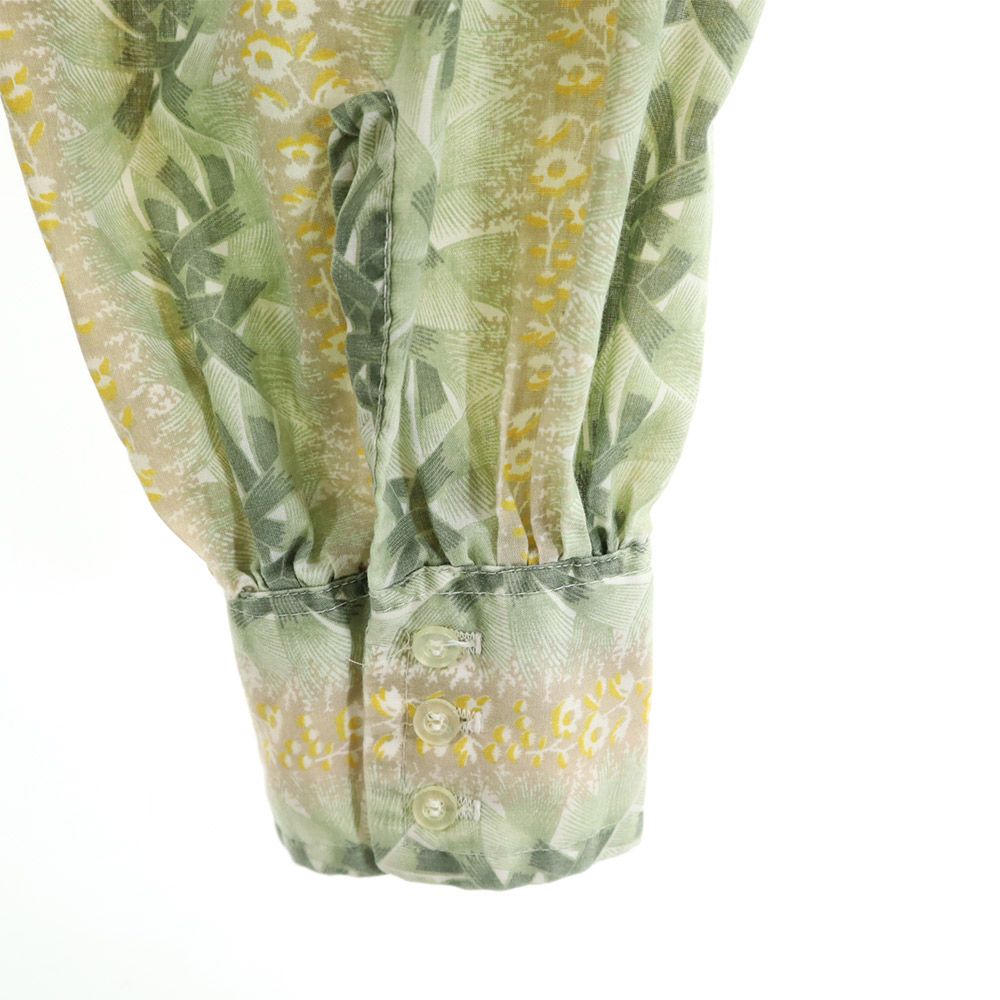 PERMANENT PRESS パーマネントプレス 70s ヴィンテージ 総柄 長袖 シャツ XL グリーン系 メンズ