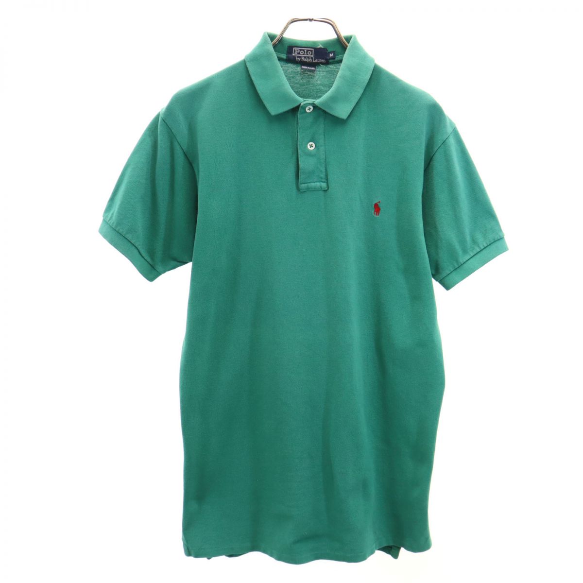 Polo by Ralph Lauren ポロバイラルフローレン 90s USA製 オールド 半袖 ポロシャツ M グリーン 鹿の子 ポニー メンズ
