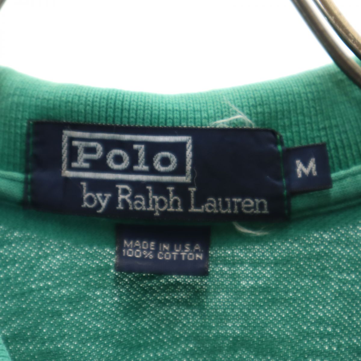 Polo by Ralph Lauren ポロバイラルフローレン 90s USA製 オールド 半袖 ポロシャツ M グリーン 鹿の子 ポニー メンズ