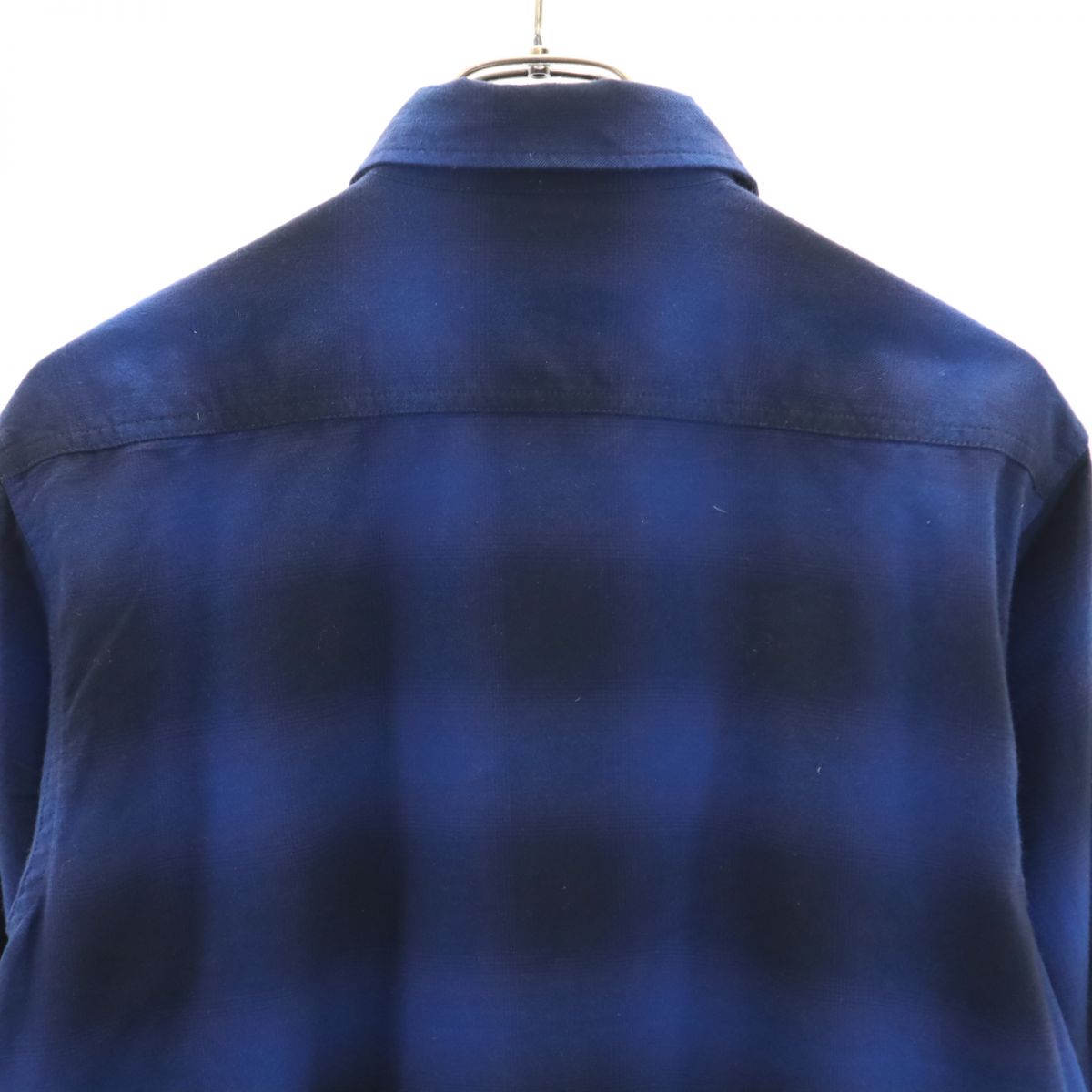 XLARGE エクストララージ チェック柄 長袖 ジップ コットンシャツ S ブルー×ブラック メンズ