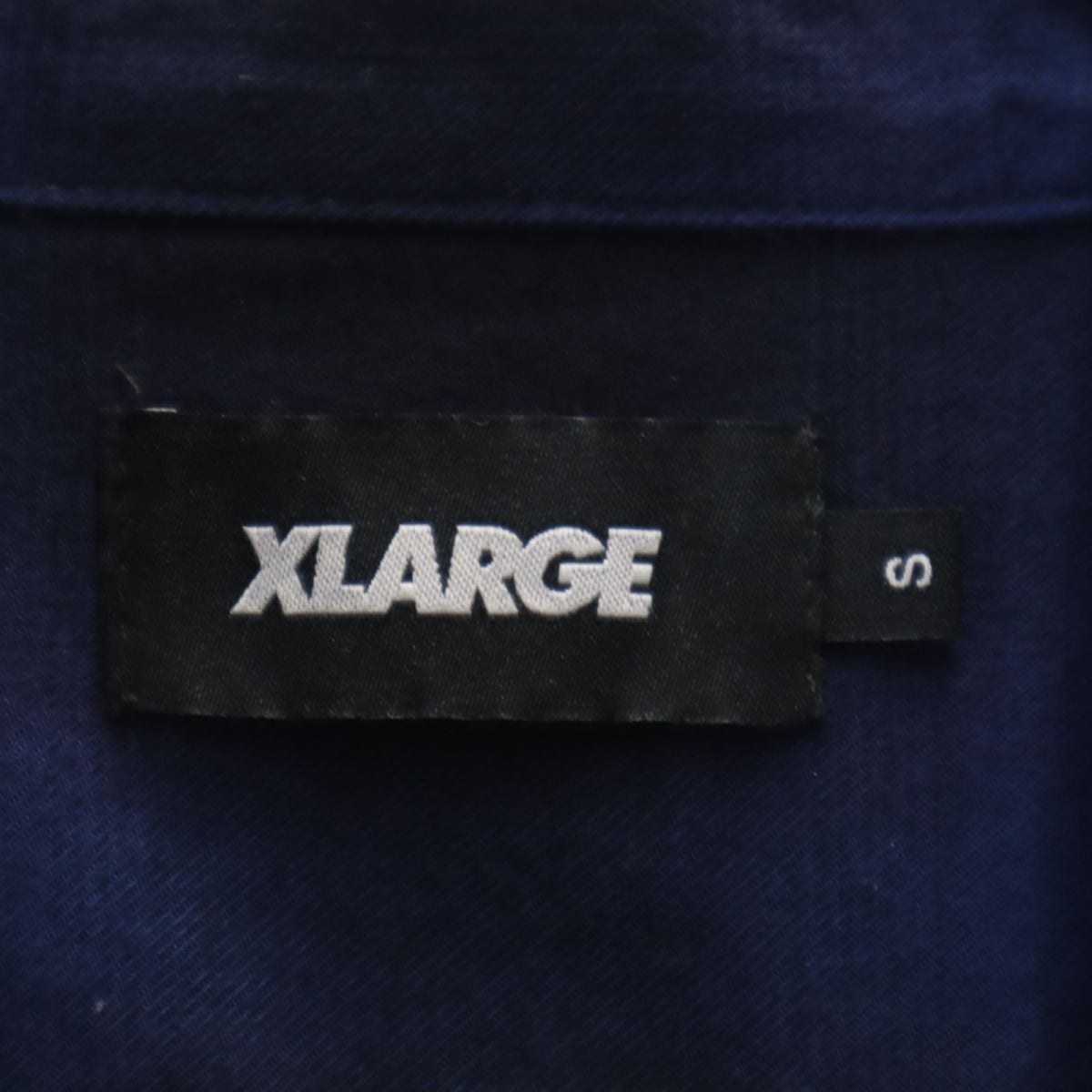 XLARGE エクストララージ チェック柄 長袖 ジップ コットンシャツ S ブルー×ブラック メンズ