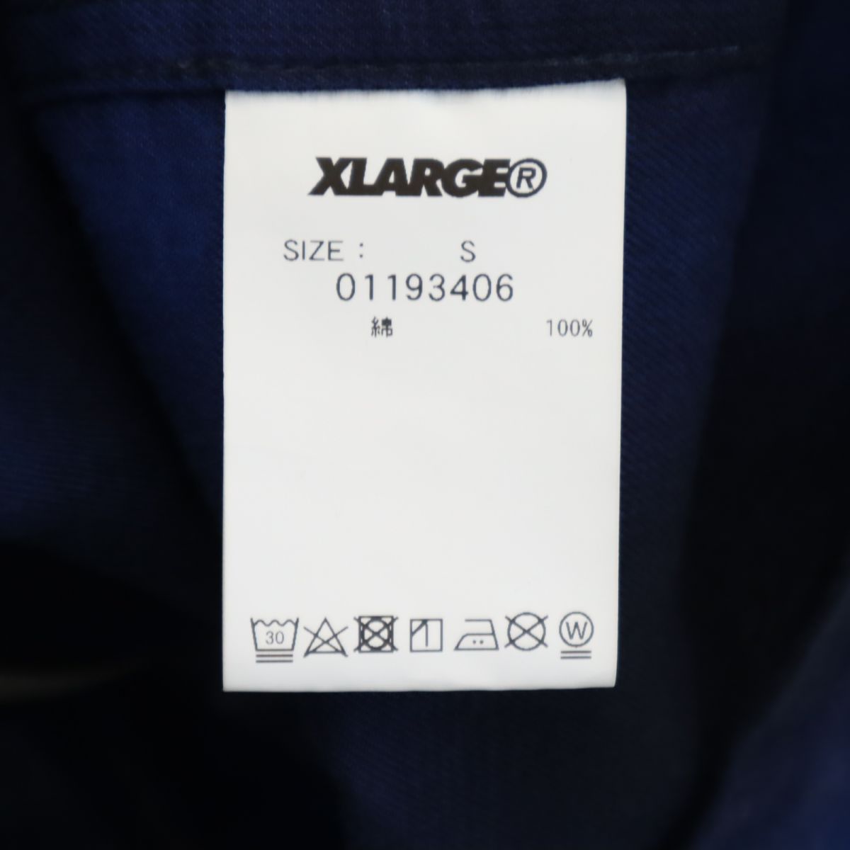 XLARGE エクストララージ チェック柄 長袖 ジップ コットンシャツ S ブルー×ブラック メンズ