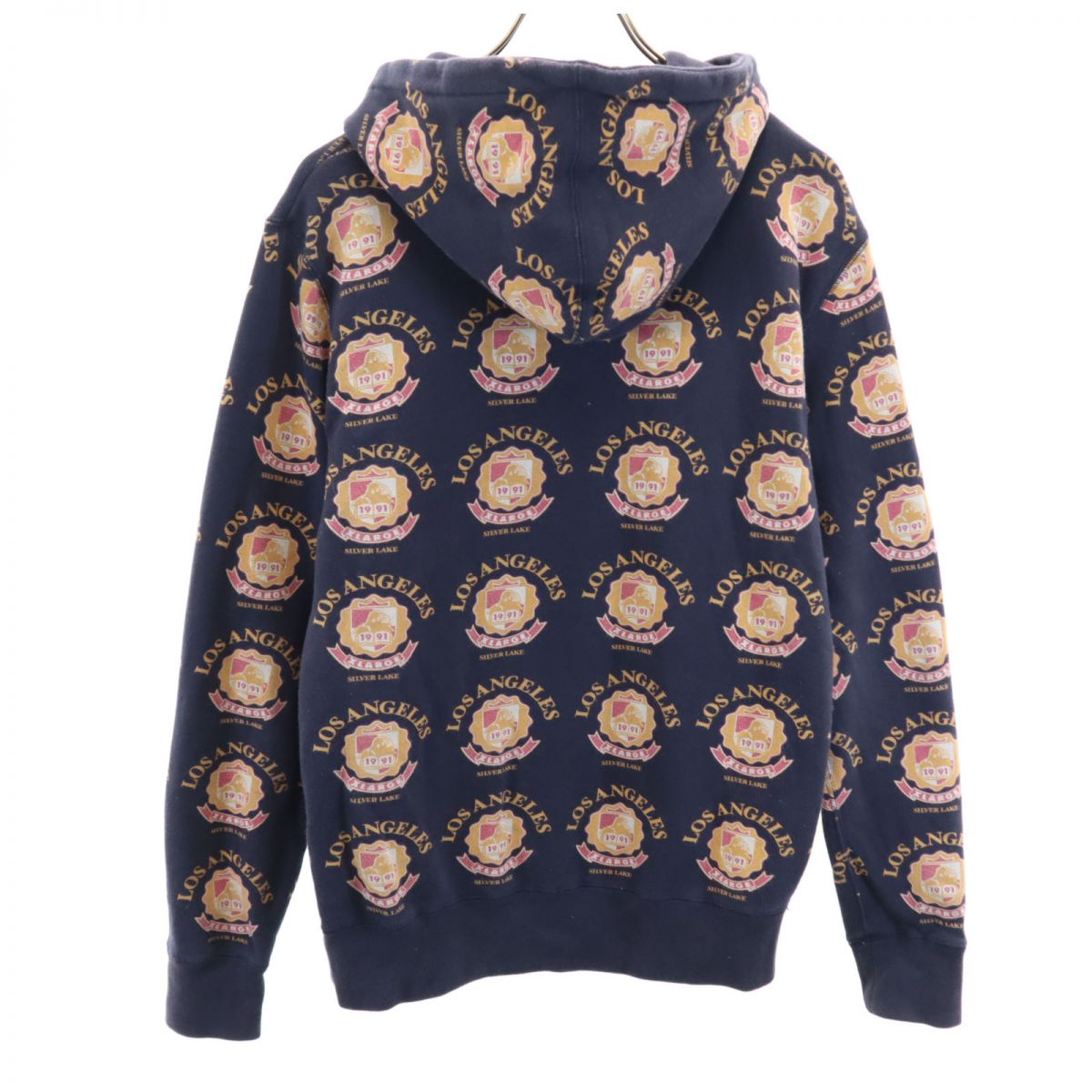 XLARGE エクストララージ 総柄 長袖 スウェットパーカー S ブルー系 裏起毛 メンズ