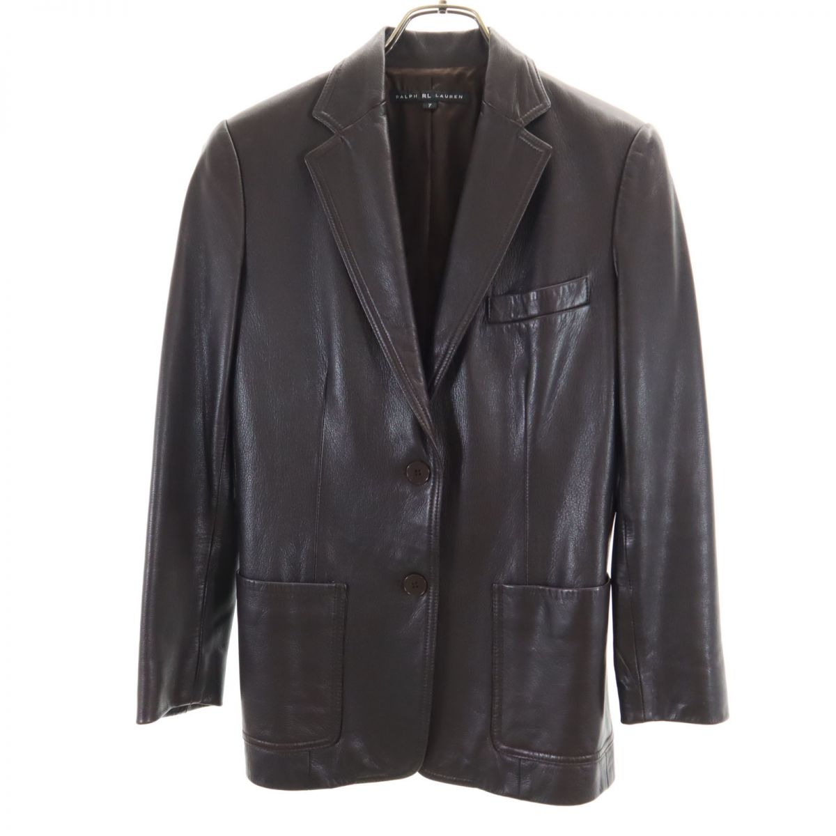 RALPH LAUREN ラルフローレン インパクト21社製 レザー テーラードジャケット 7 ブラウン レディース