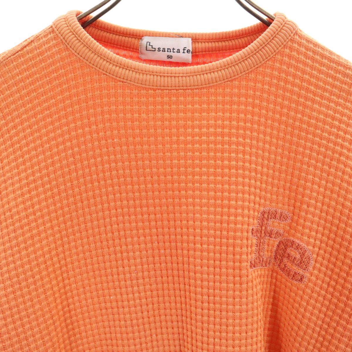 santa fe サンタフェ 日本製 長袖 Tシャツ 50 オレンジ ロンT ワッフル地 メンズ