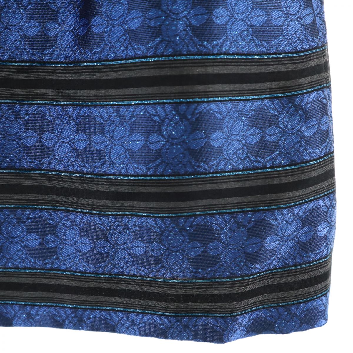 GIVENCHY ジバンシィ 日本製 シルクブレンド ボーダー柄 ノーカラー ジャケット 12 ブルー系 HI FORMAL レディース