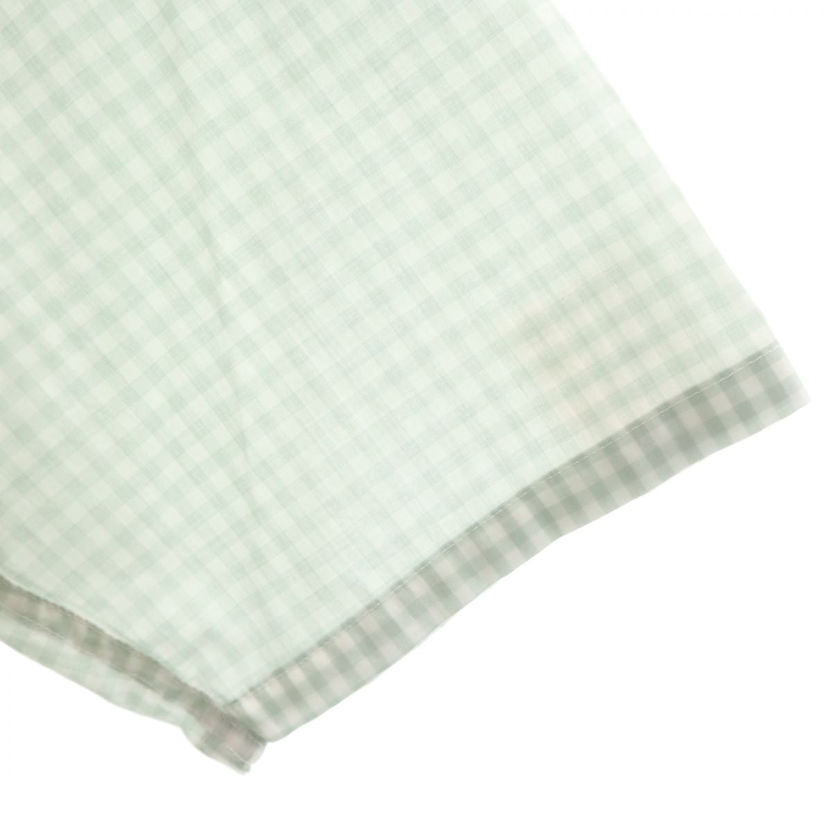 未使用 Mr GOODMAN ミスターグッドマン 日本製 ギンガムチェック柄 半袖 オープンカラーシャツ L グリーン×ホワイト タグ付き メンズ