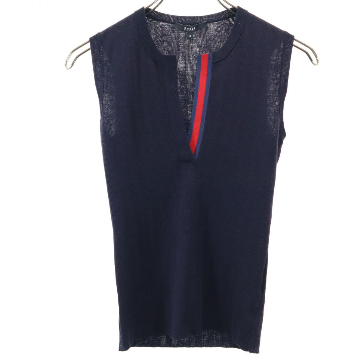 GUCCI グッチ イタリア製 ウール ベスト S ネイビー レディース