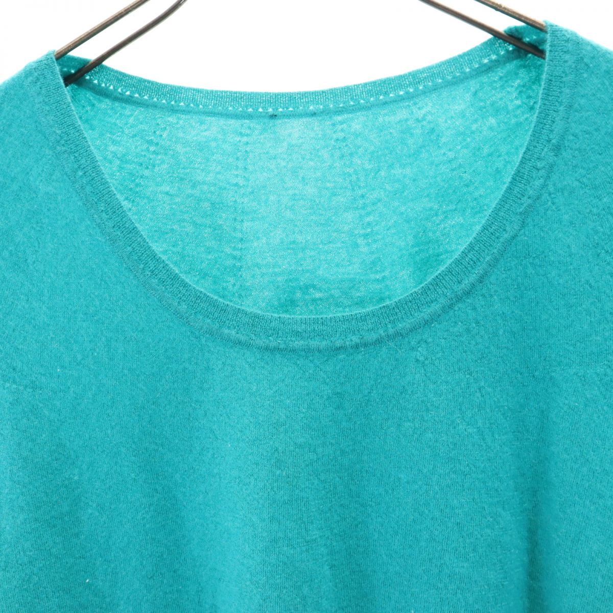 HERMES エルメス イタリア製 カシミヤ100% 半袖 セーター 40 グリーン系 ニット レディース