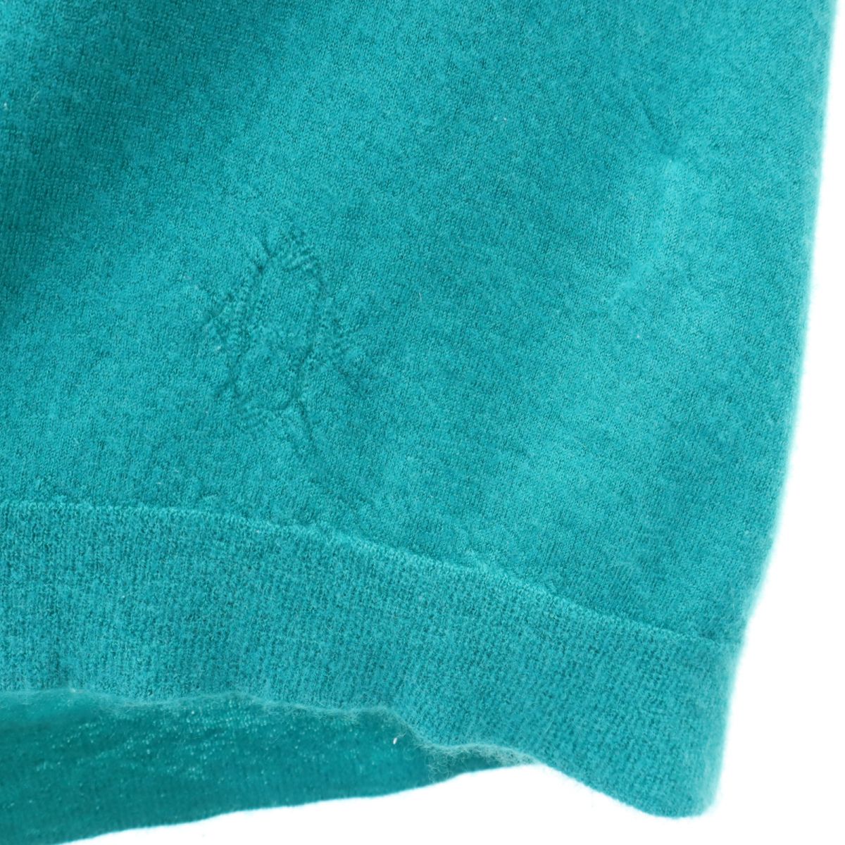 HERMES エルメス イタリア製 カシミヤ100% 半袖 セーター 40 グリーン系 ニット レディース