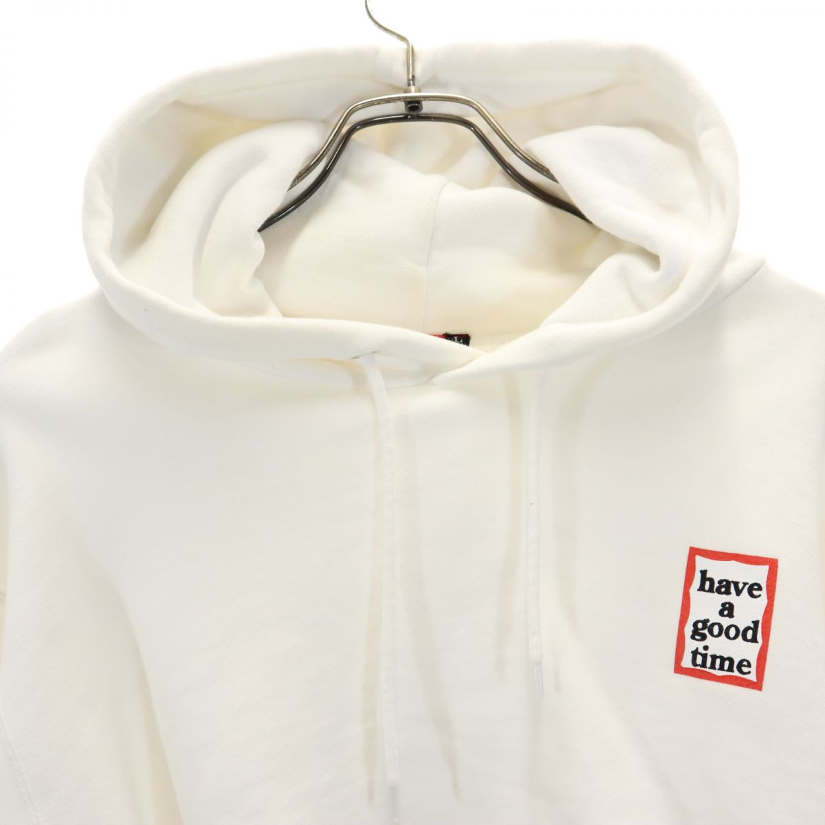 have a good time ハブアグットタイム リメイク 長袖 ショート丈 スウェットパーカー L 白 メンズ