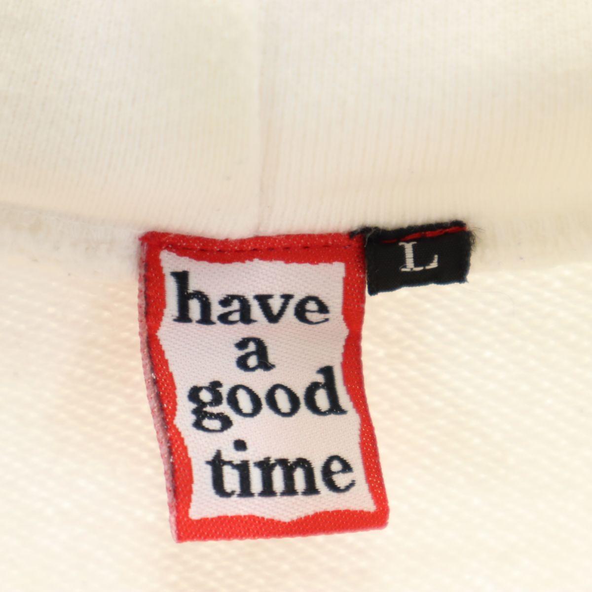 have a good time ハブアグットタイム リメイク 長袖 ショート丈 スウェットパーカー L 白 メンズ