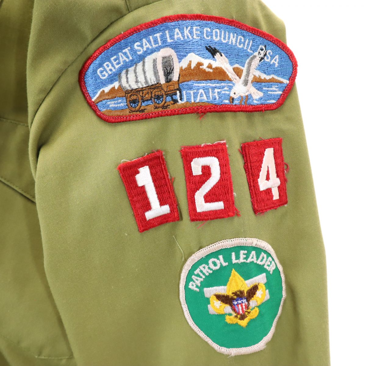 ボーイスカウトアメリカ連盟 長袖 オフィシャル Vネック ワークシャツ NECK 14 カーキ メンズ