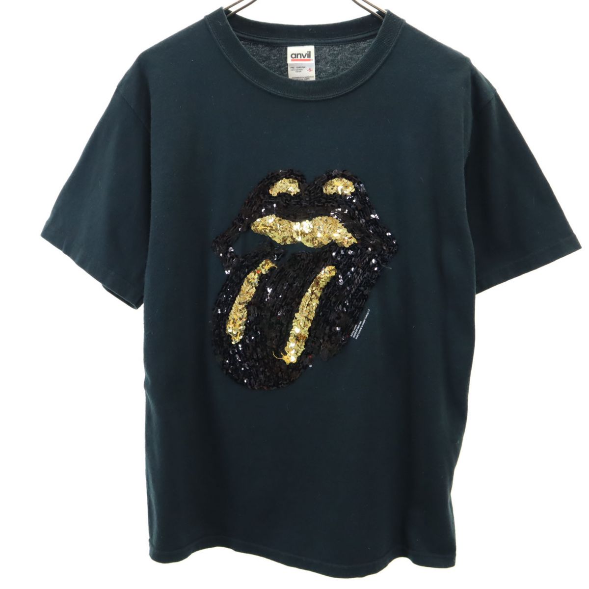 anbil アンビル ローリングストーンズ 半袖 スパンコール Tシャツ S ネイビー メンズ