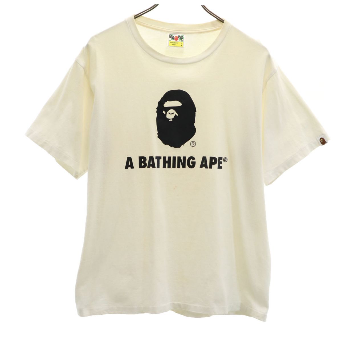 BAPE ベイプ プリント 半袖 Tシャツ L ホワイト A BATHING APE メンズ