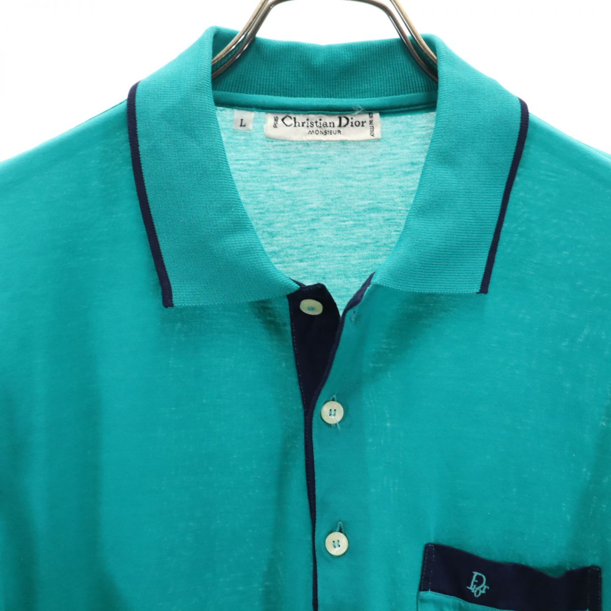 Christian Dior クリスチャンディオール 80s イタリア製 ヴィンテージ 半袖 ポロシャツ L グリーン メンズ
