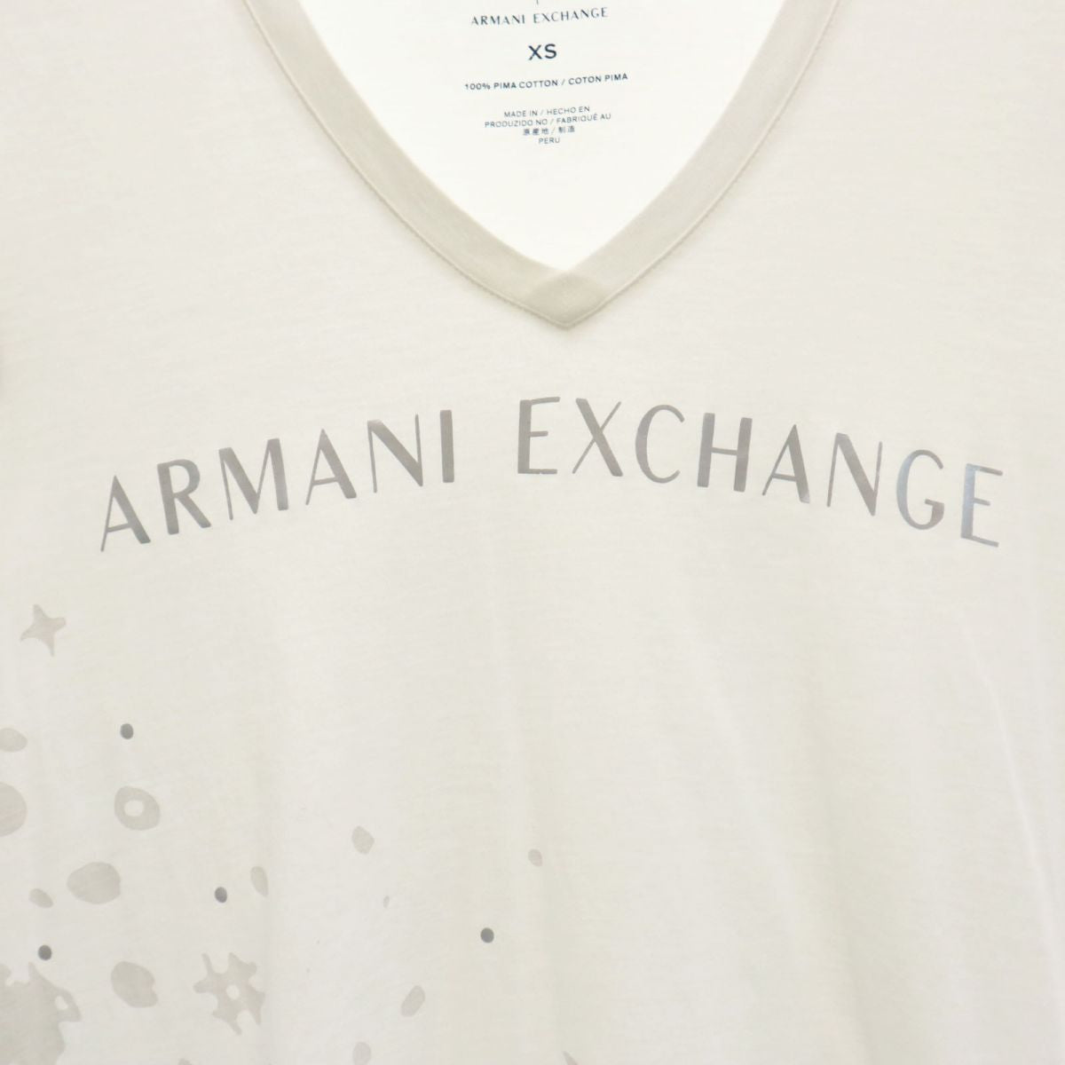 ARMANI EXCHANGE アルマーニエクスチェンジ プリント 半袖 Vネック Tシャツ XS ホワイト メンズ