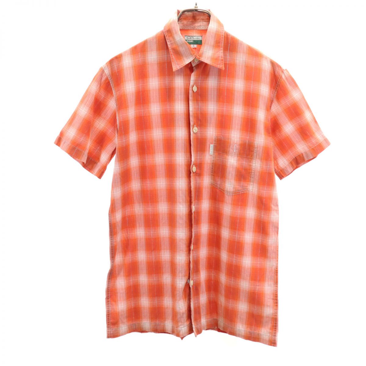 Paul Smith JEANS ポールスミスジーンズ チェック柄 半袖 シャツ S オレンジ系 メンズ