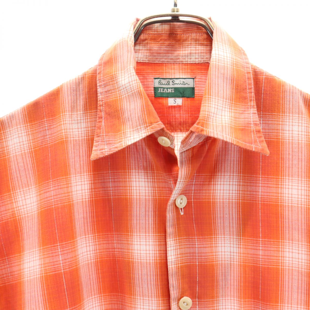 Paul Smith JEANS ポールスミスジーンズ チェック柄 半袖 シャツ S オレンジ系 メンズ