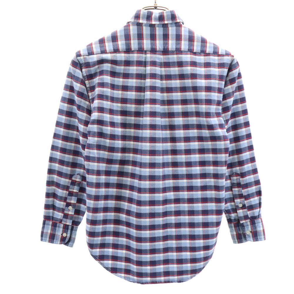 Polo by Ralph Lauren ポロバイラルフローレン 80s 緑タグ ヴィンテージ ボーイズ規格 チェック柄 長袖 ボタンダウンシャツ M ブルー系 レディース