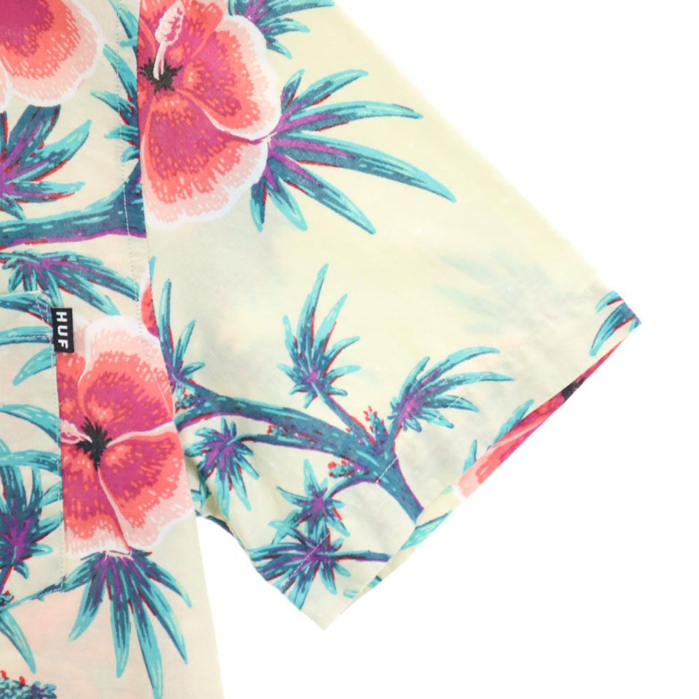 HUF ハフ 総柄 半袖 ボタンダウンシャツ S グレー系 メンズ