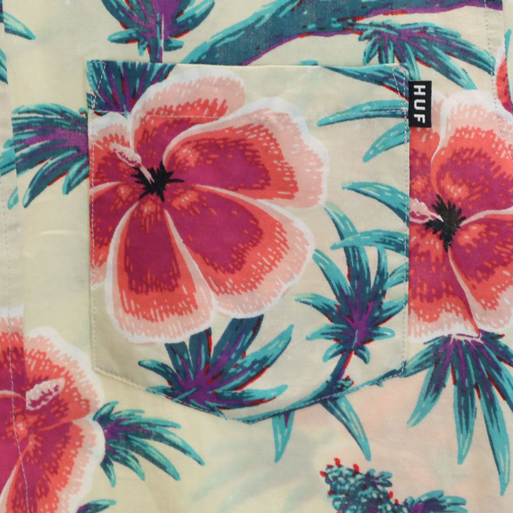 HUF ハフ 総柄 半袖 ボタンダウンシャツ S グレー系 メンズ