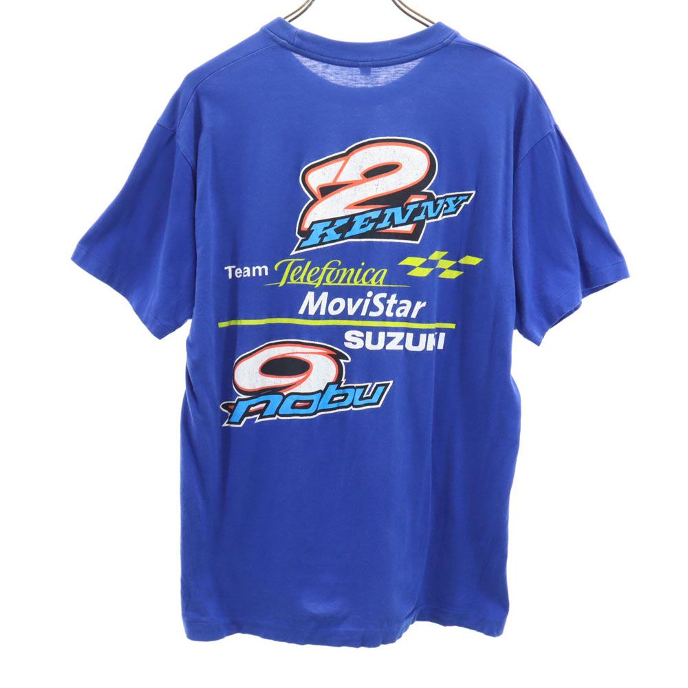 バックプリント 半袖 Tシャツ L ブルー メンズ