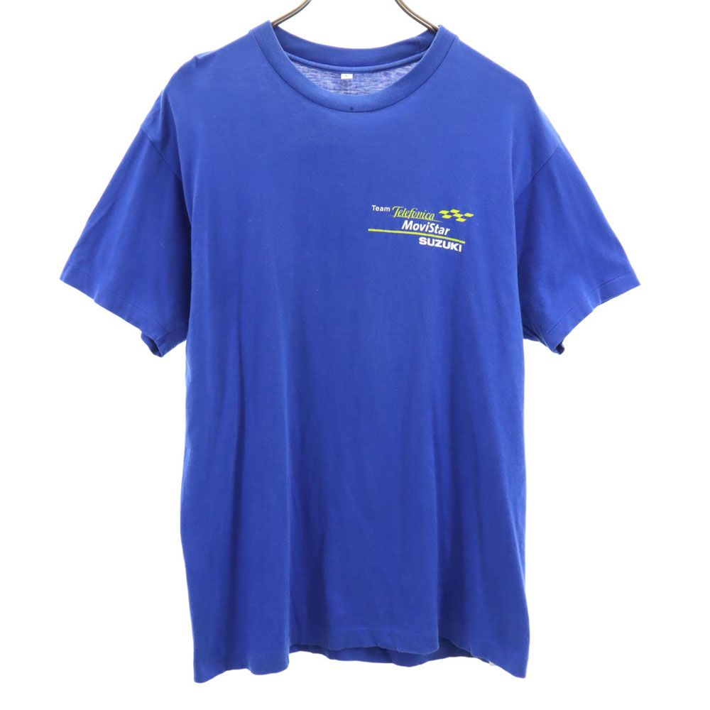 バックプリント 半袖 Tシャツ L ブルー メンズ