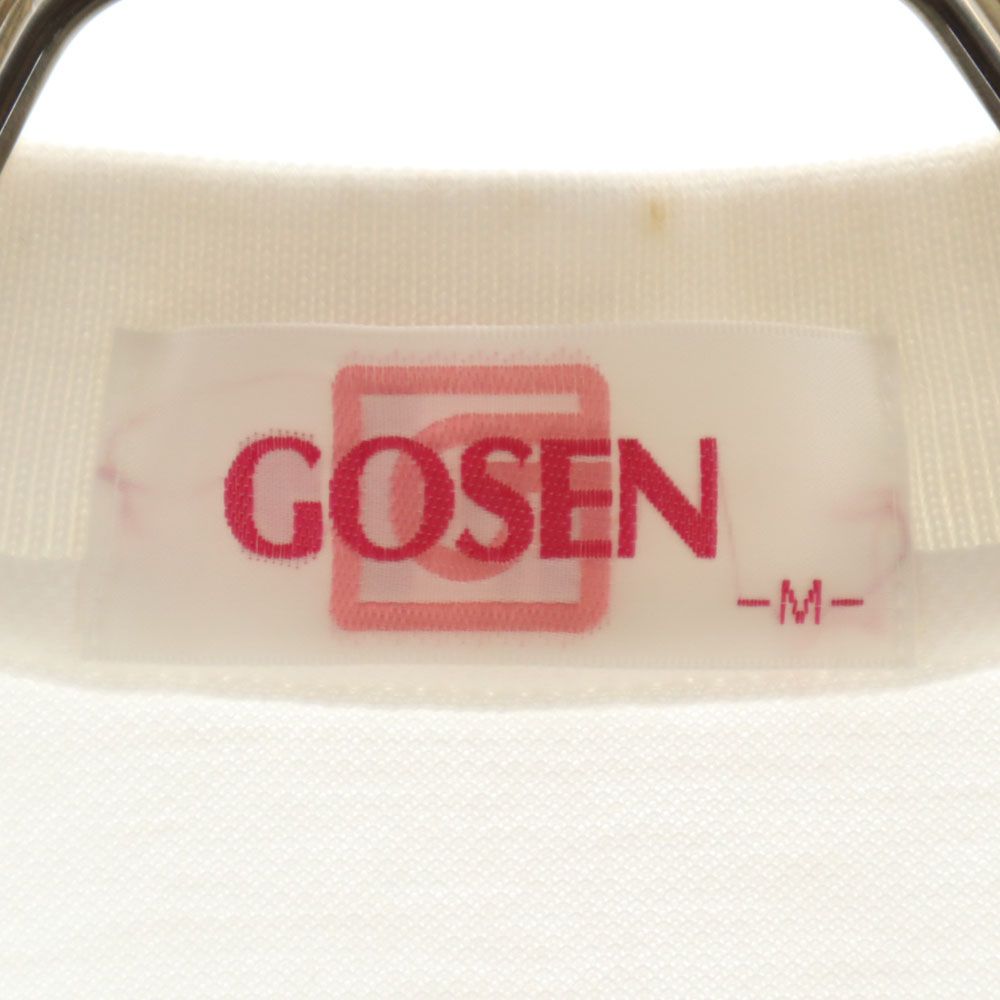 ゴーセン 日本製 プリント テニス 半袖 ウェア M ホワイト GOSEN ポロシャツ 鹿の子地 レディース