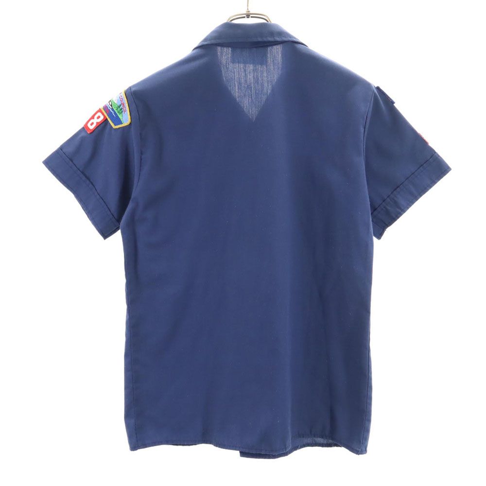 BOY SCOUTS OF AMERICA ボーイスカウト 80s USA製 ヴィンテージ 半袖 アメリカ連盟 ワークシャツ LG(14-16) ネイビー キッズ