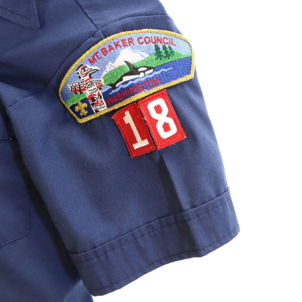 BOY SCOUTS OF AMERICA ボーイスカウト 80s USA製 ヴィンテージ 半袖 アメリカ連盟 ワークシャツ LG(14-16) ネイビー キッズ