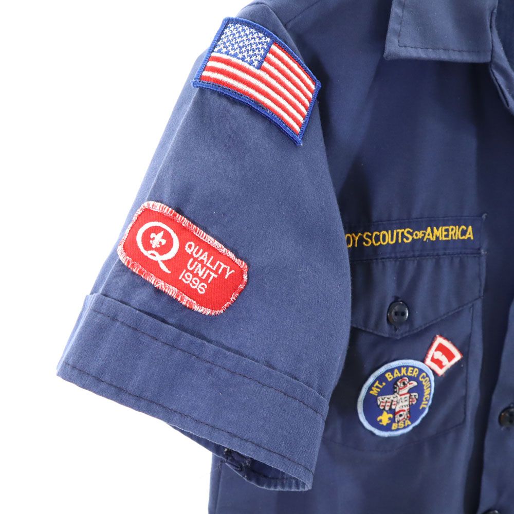 BOY SCOUTS OF AMERICA ボーイスカウト 80s USA製 ヴィンテージ 半袖 アメリカ連盟 ワークシャツ LG(14-16) ネイビー キッズ