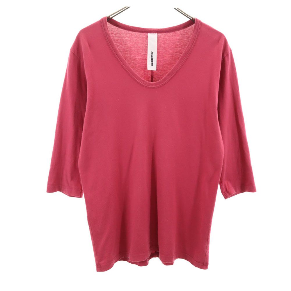 ATTACHMENT アタッチメント 日本製 7分袖 Tシャツ 3 レッド系 メンズ