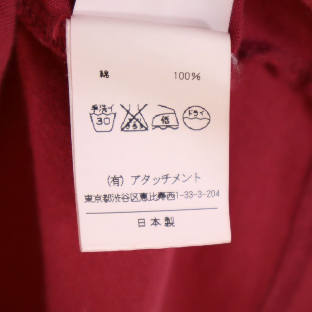 ATTACHMENT アタッチメント 日本製 7分袖 Tシャツ 3 レッド系 メンズ