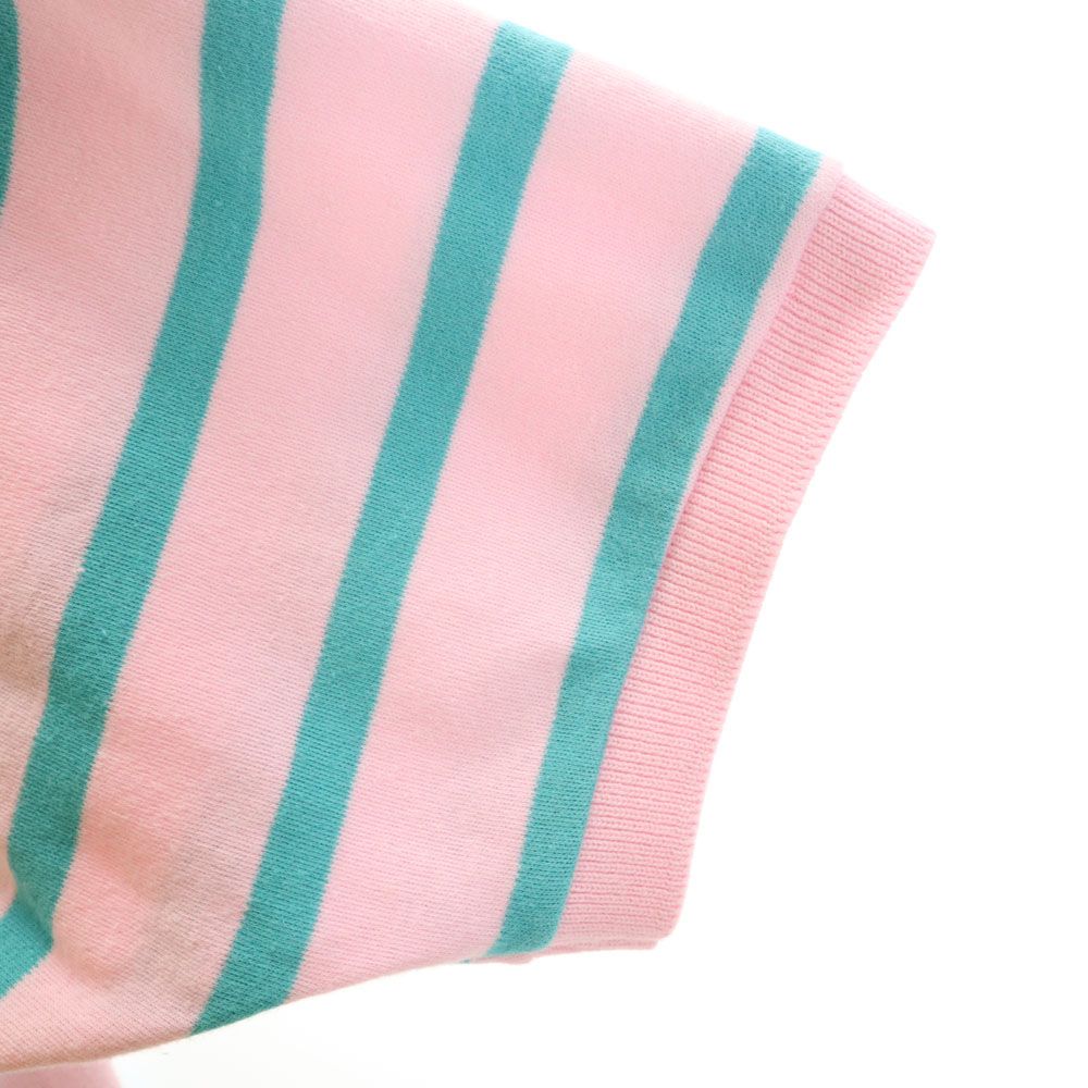 ポロバイラルフローレン USA製 ボーダー柄 半袖 ハーフボタン ポロシャツ M ピンク Polo by Ralph Lauren メンズ