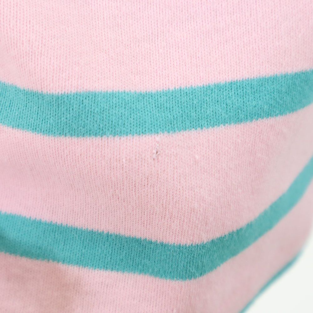 ポロバイラルフローレン USA製 ボーダー柄 半袖 ハーフボタン ポロシャツ M ピンク Polo by Ralph Lauren メンズ