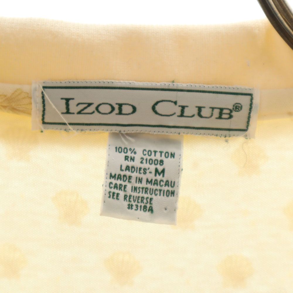 IZOD アイゾッド オールド 総柄 半袖 ポロシャツ M ベージュ系 レディース