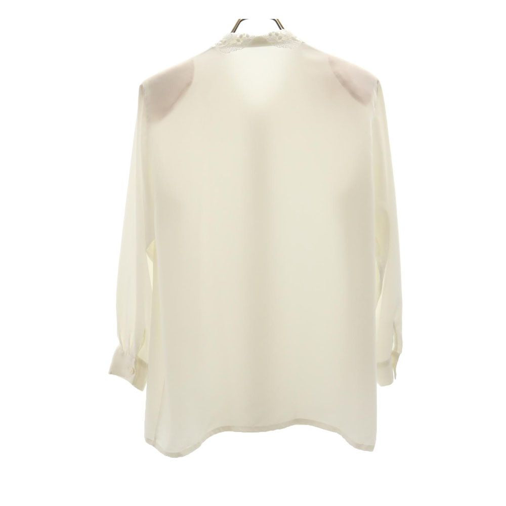 Aquascutum アクアスキュータム 日本製 長袖 レース 切替 シャツ 9 ホワイト レディース