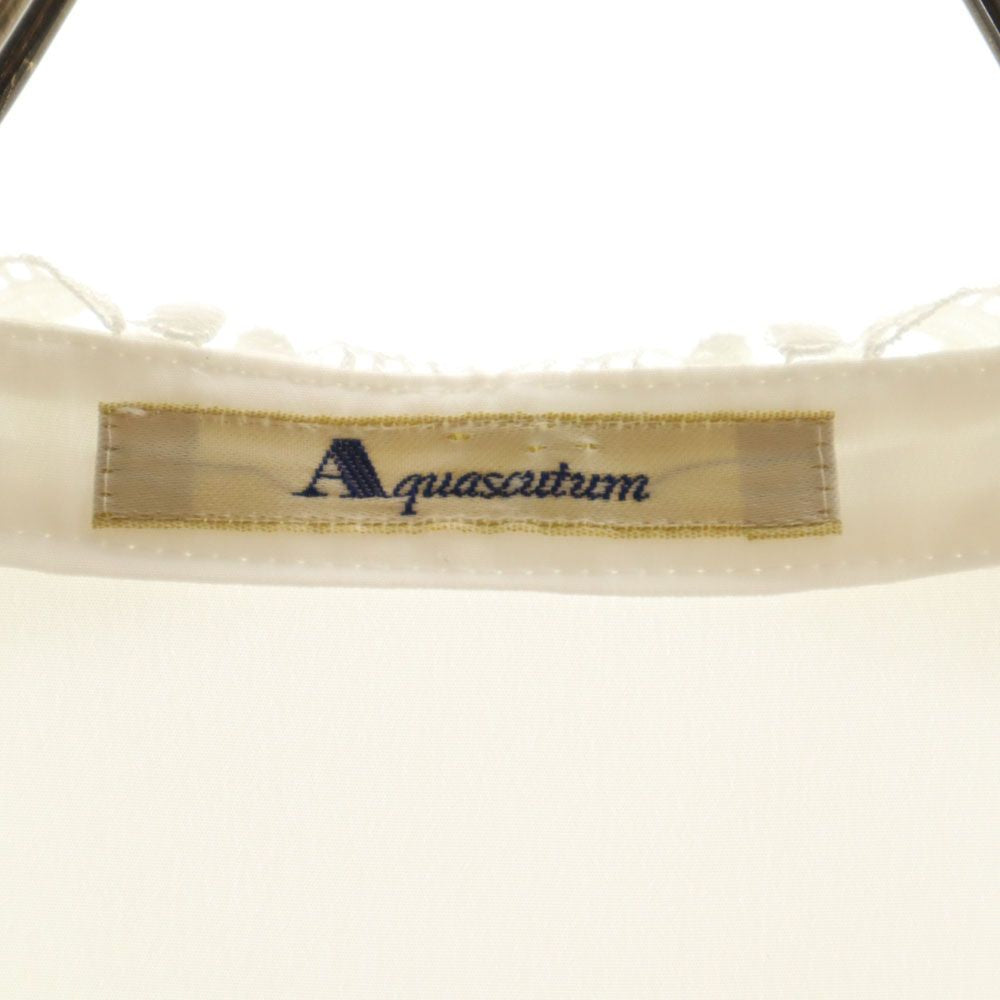 Aquascutum アクアスキュータム 日本製 長袖 レース 切替 シャツ 9 ホワイト レディース