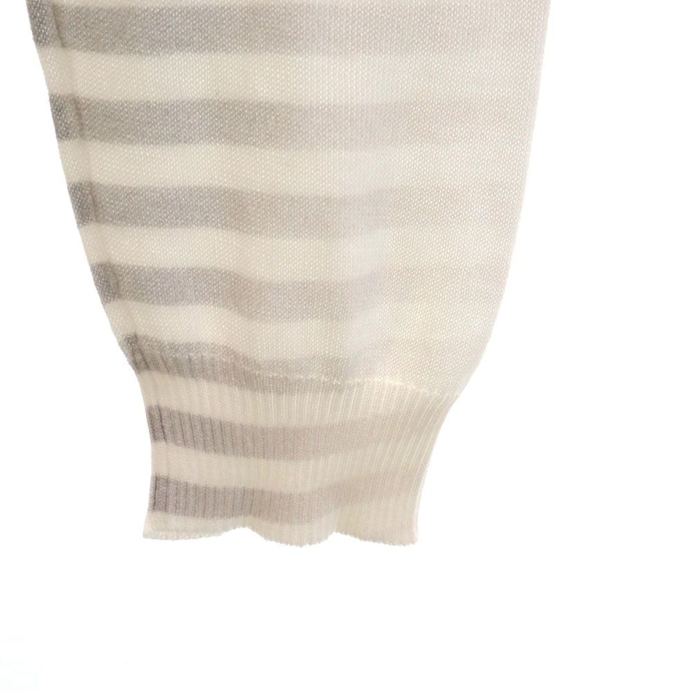 BALLY バリー イタリア製 グラデーション ボーダー柄 長袖 Vネック コットン セーター 50 グレー系×ホワイト ニット メンズ