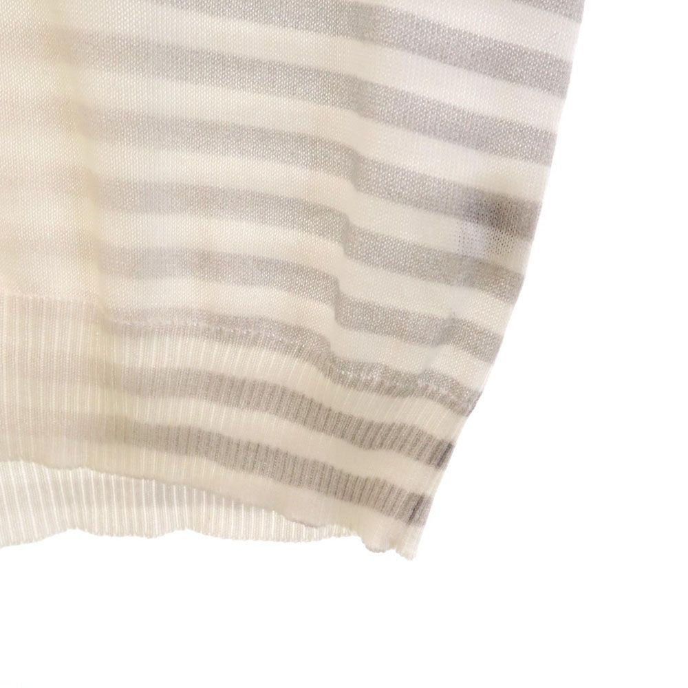 BALLY バリー イタリア製 グラデーション ボーダー柄 長袖 Vネック コットン セーター 50 グレー系×ホワイト ニット メンズ