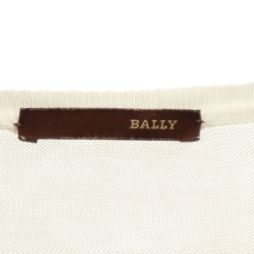 BALLY バリー イタリア製 グラデーション ボーダー柄 長袖 Vネック コットン セーター 50 グレー系×ホワイト ニット メンズ