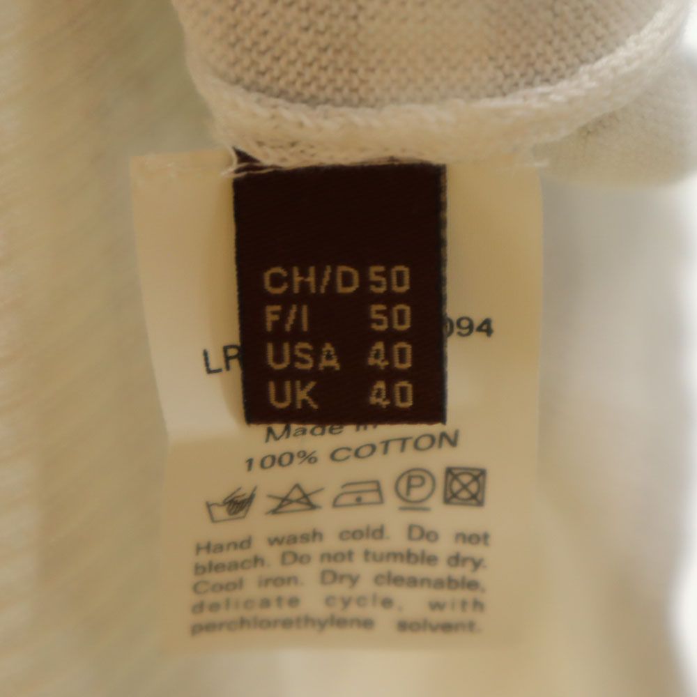 BALLY バリー イタリア製 グラデーション ボーダー柄 長袖 Vネック コットン セーター 50 グレー系×ホワイト ニット メンズ