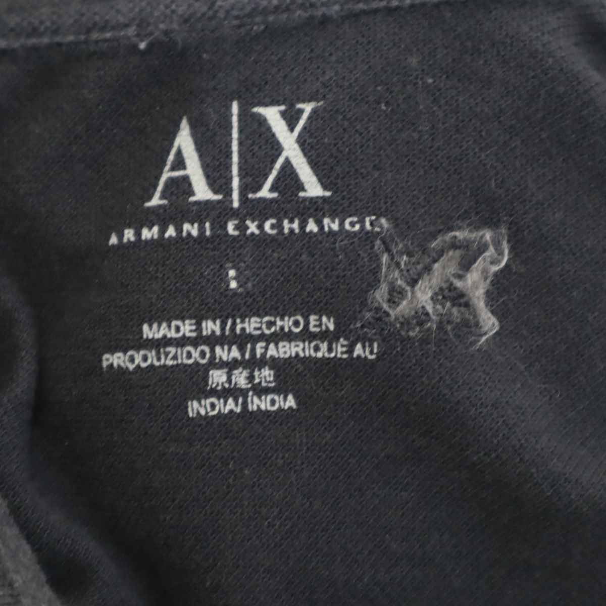 ARMANI EXCHANGE アルマーニエクスチェンジ 総柄 半袖 ポロシャツ L ブラック 鹿の子地 ロゴ 刺繍 メンズ
