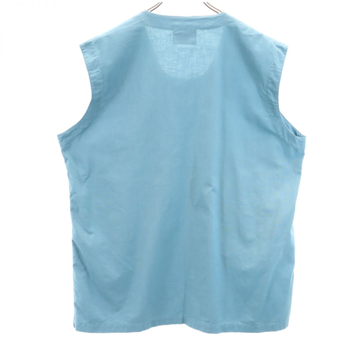 アメリカ軍 80s DLA メディカルシャツ ノースリーブ プルオーバー シャツ L ブルー系 US ARMY メンズ