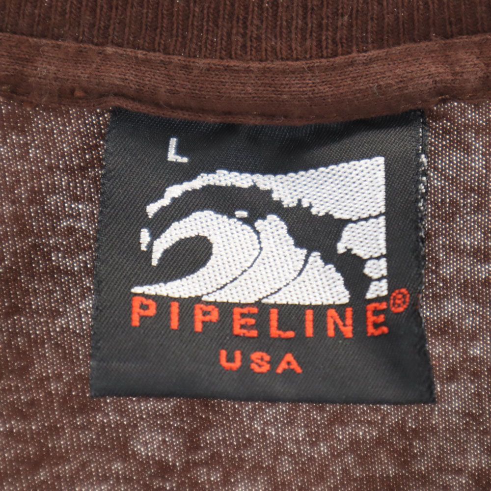PIPELINE パイプライン 90s USA製 オールド 半袖 Tシャツ L ブラウン メンズ