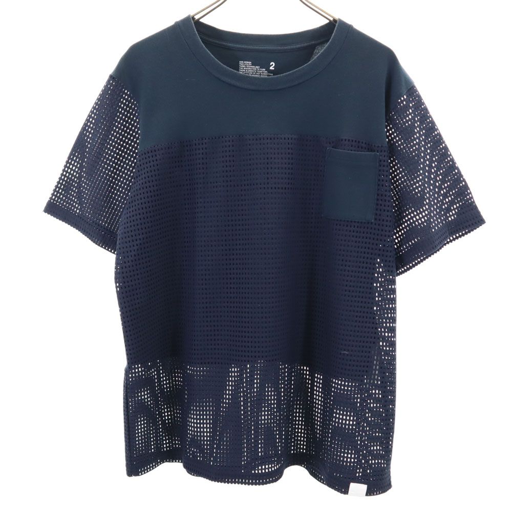 WHITE MOUNTAINEERING ホワイトマウンテニアリング 日本製 半袖 Tシャツ 2 ネイビー メッシュ 切り替え メンズ